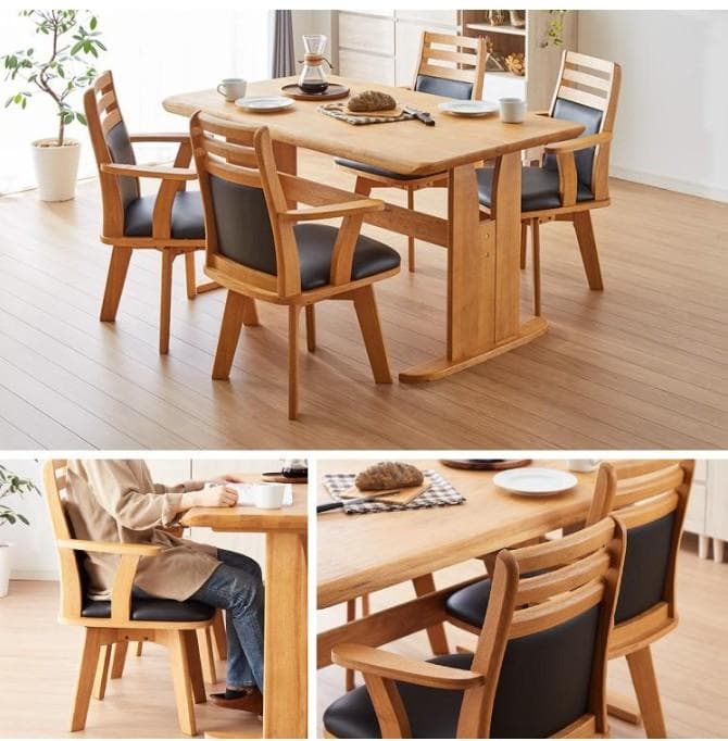 CD DC CB　8脚　ダイニングチェア　アームチェア肘付　ナチュラル＊ブラック