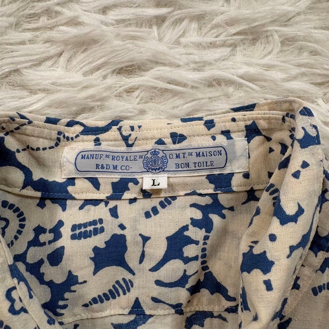 オールドマンズテーラー　ラウンドカラー　シャツ　ブラウス　ブルー　長袖　Lサイズ