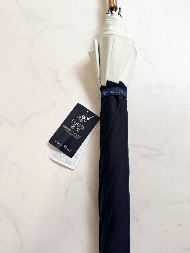 芦屋ロサブラン　晴雨兼用 日傘 100％ 完全遮光　長傘　60cm