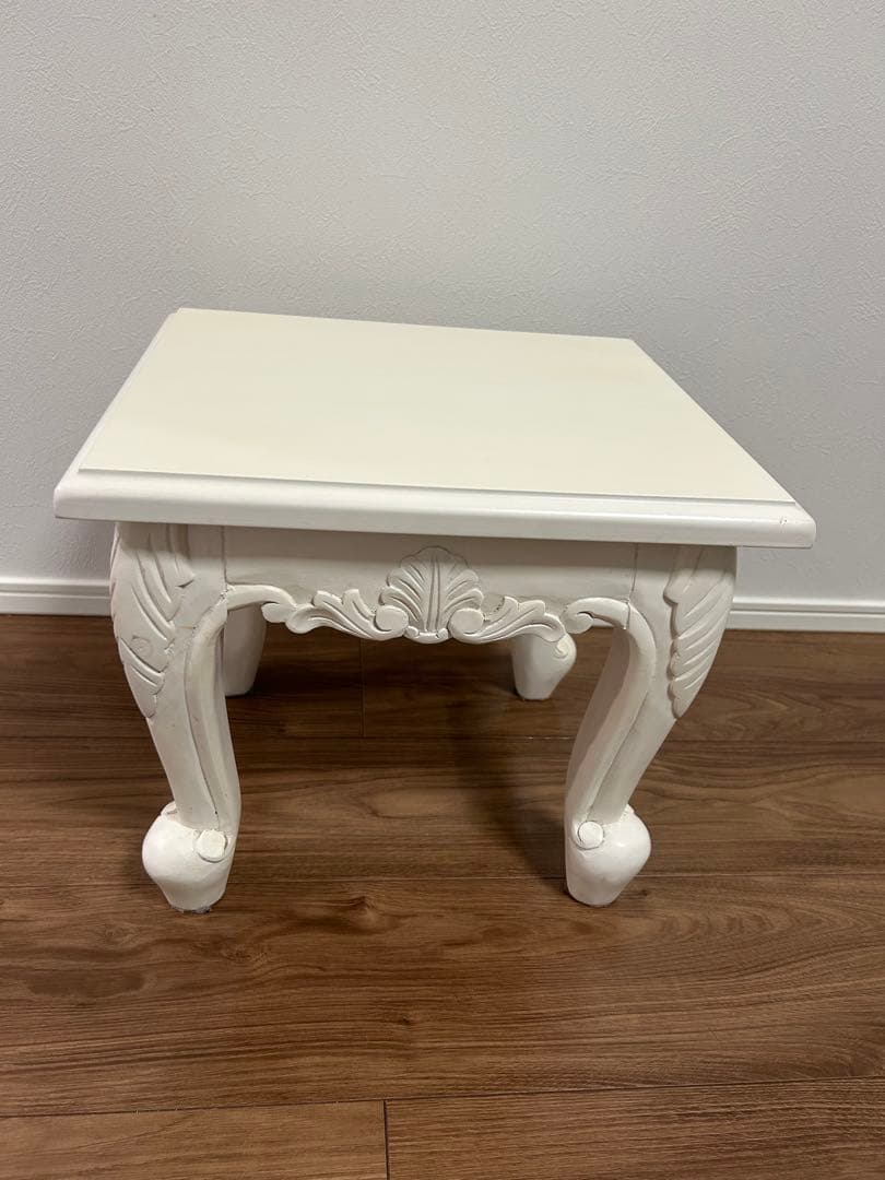 ホワイト　木製サイドテーブル　3点セット　ネストテーブル　カフェテーブル