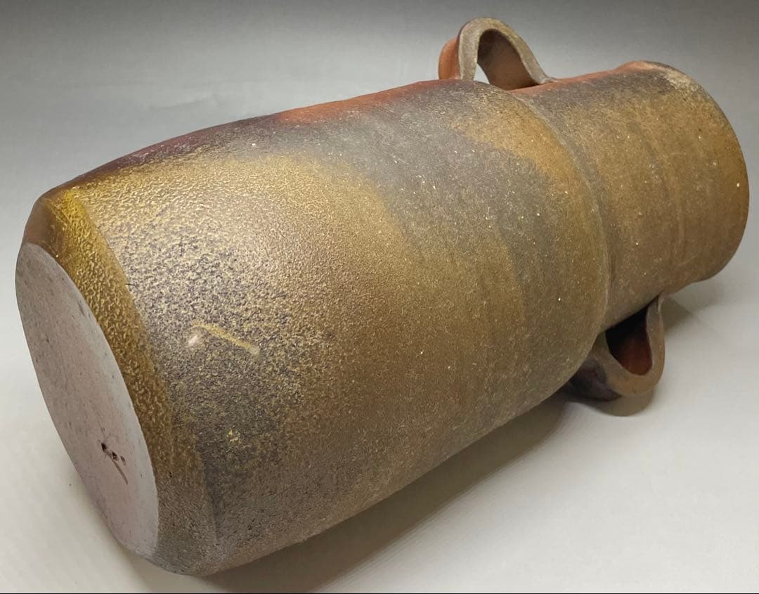 人間国宝　藤原雄　鵬雲斎書付　備前手付花器　大作30cm 　chi399