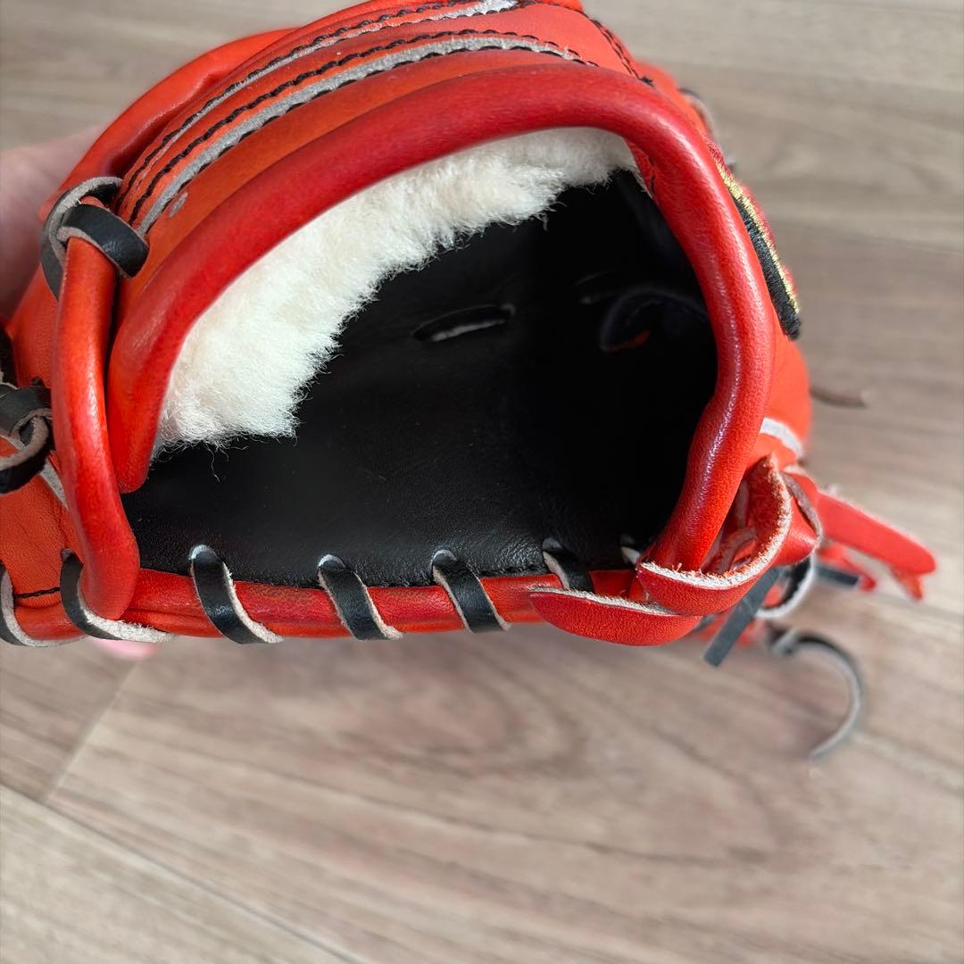 ま*9様 オレンジ色 赤色　硬式グローブ 高品質レザー