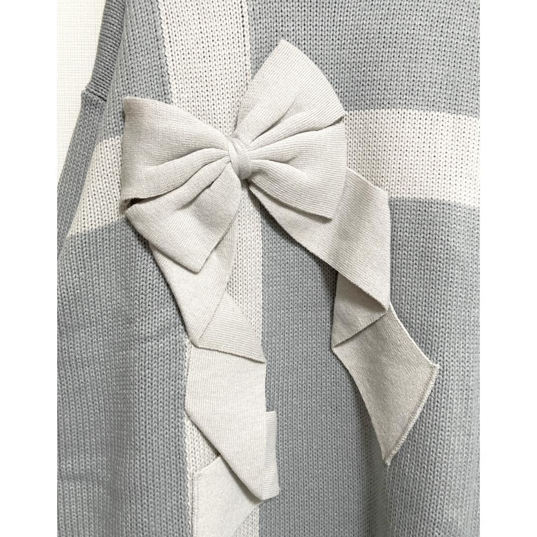 merry jenny 新品 ブルー プレゼントリボンタートルニットワンピース