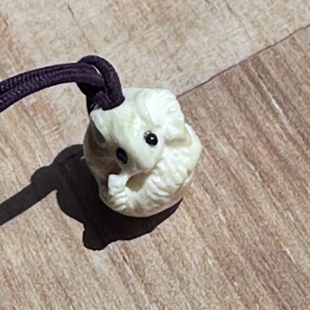 丸鼠　根付け　提げもの　正昭　在銘