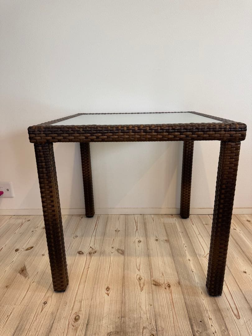 ラタン調 ガラストップ エーゲテーブル 屋外可 カフェ ガーデン③