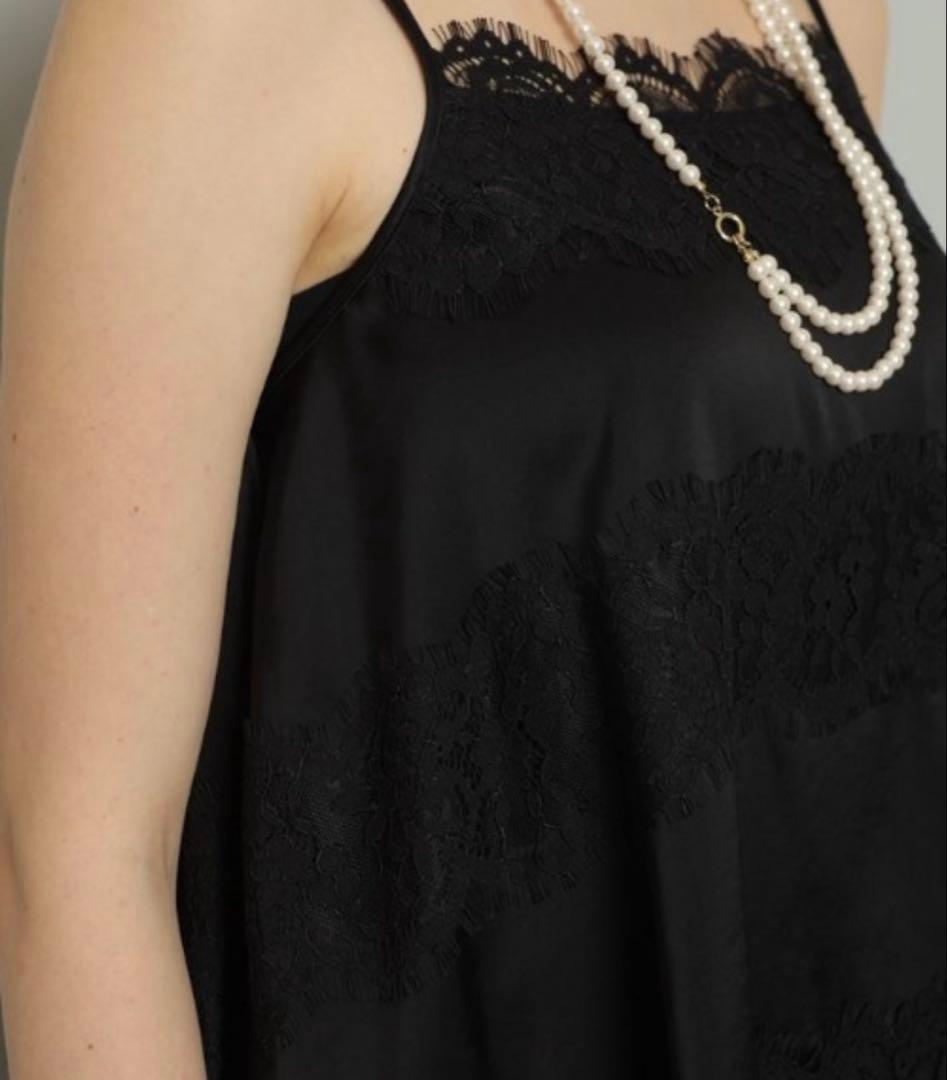 CADUNEカデュネ レースキャミブラウス　ブラック