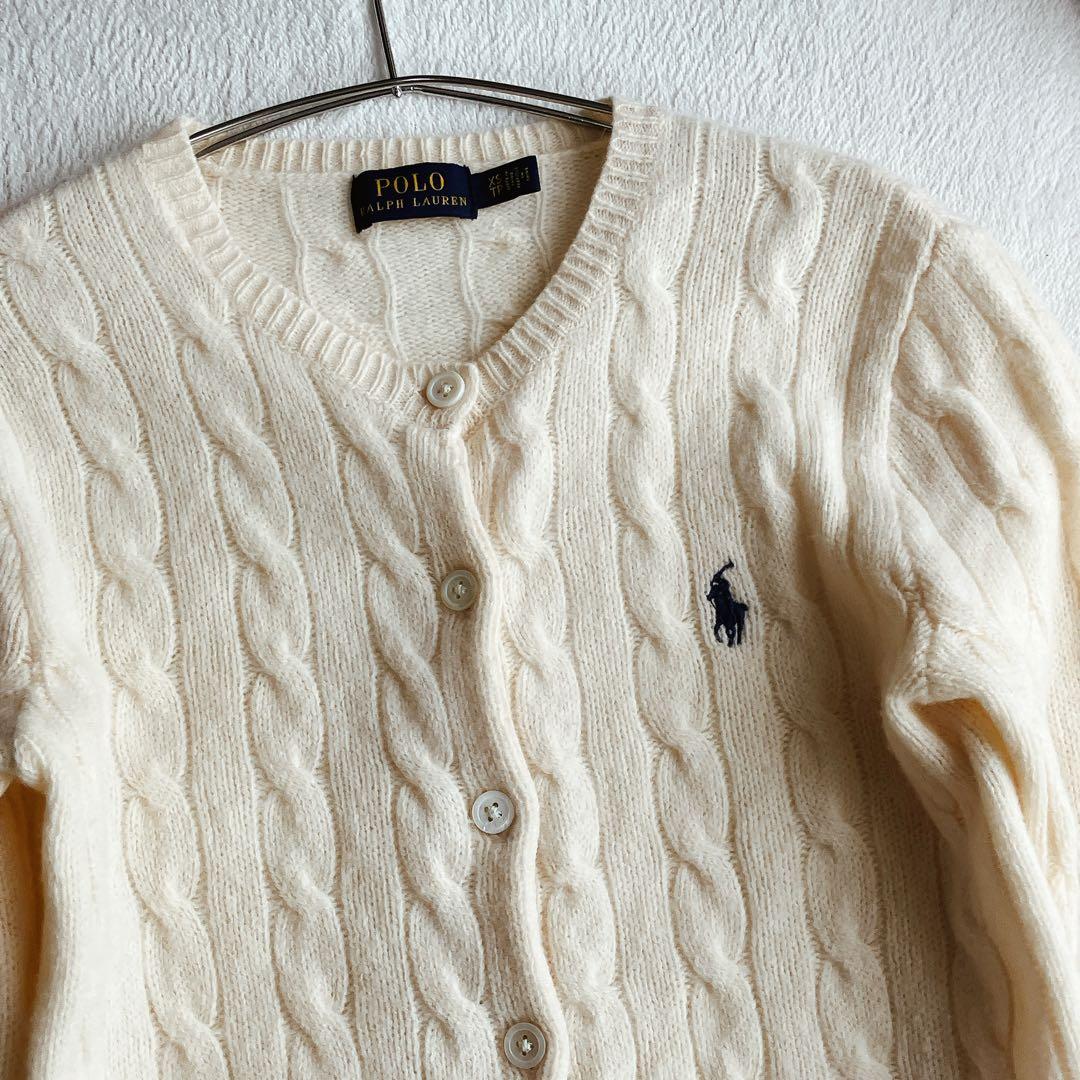 ポロラルフローレン★カシミヤ ケーブルニット カーディガン ポニー刺繍/手洗い可