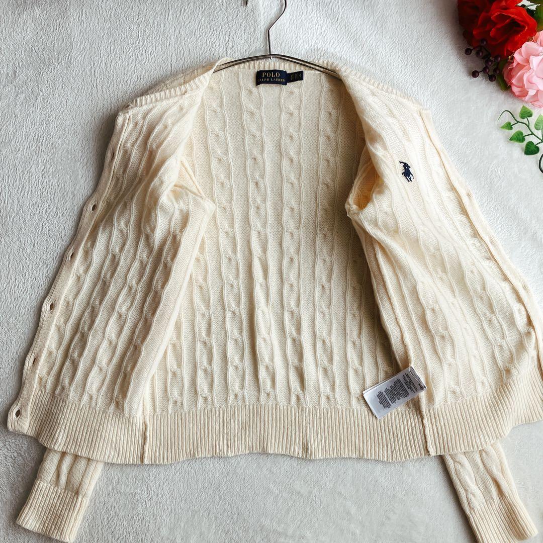 ポロラルフローレン★カシミヤ ケーブルニット カーディガン ポニー刺繍/手洗い可