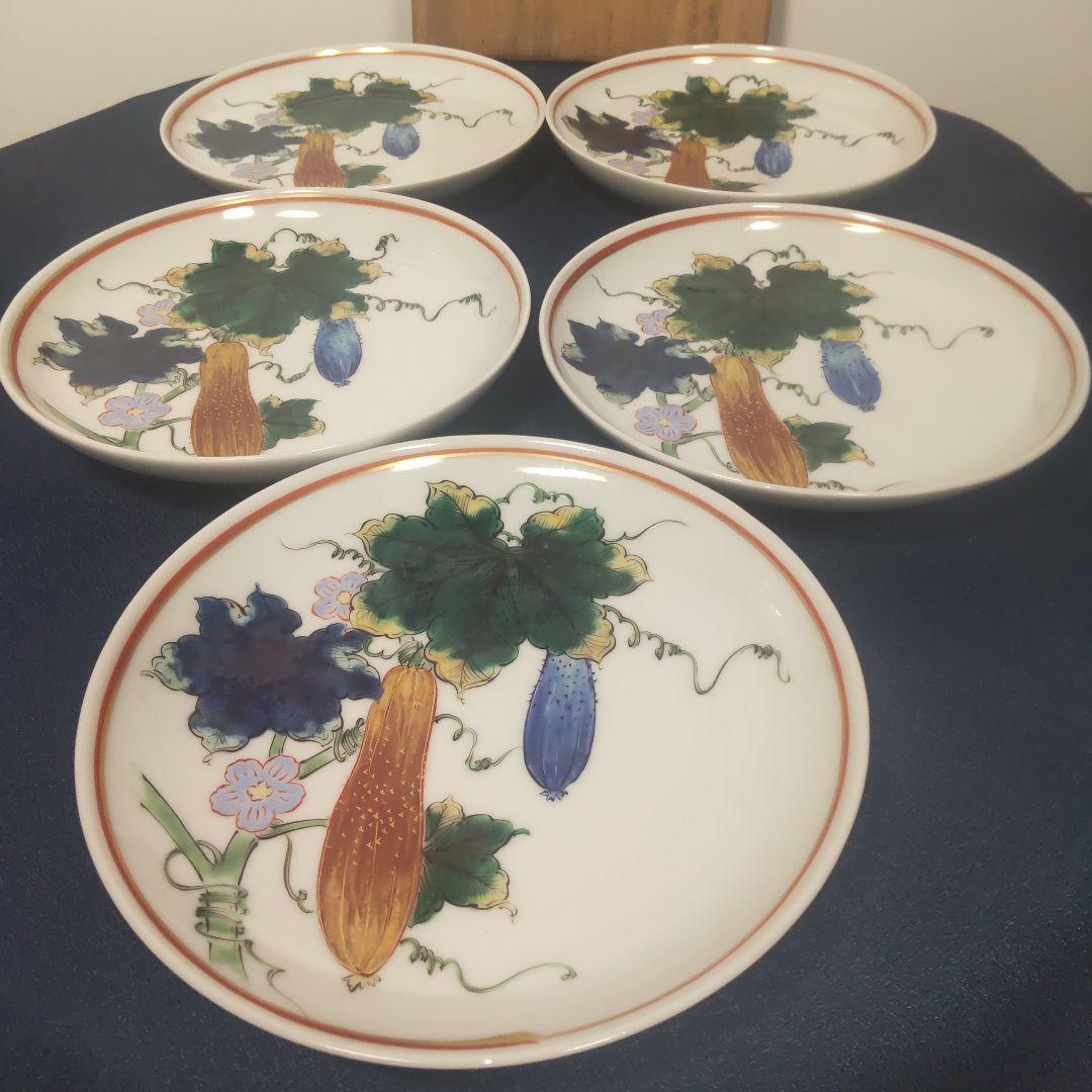 九谷焼 名工 明治 昭和初期 瓜 金彩 骨董 陶芸 古九谷 木箱付