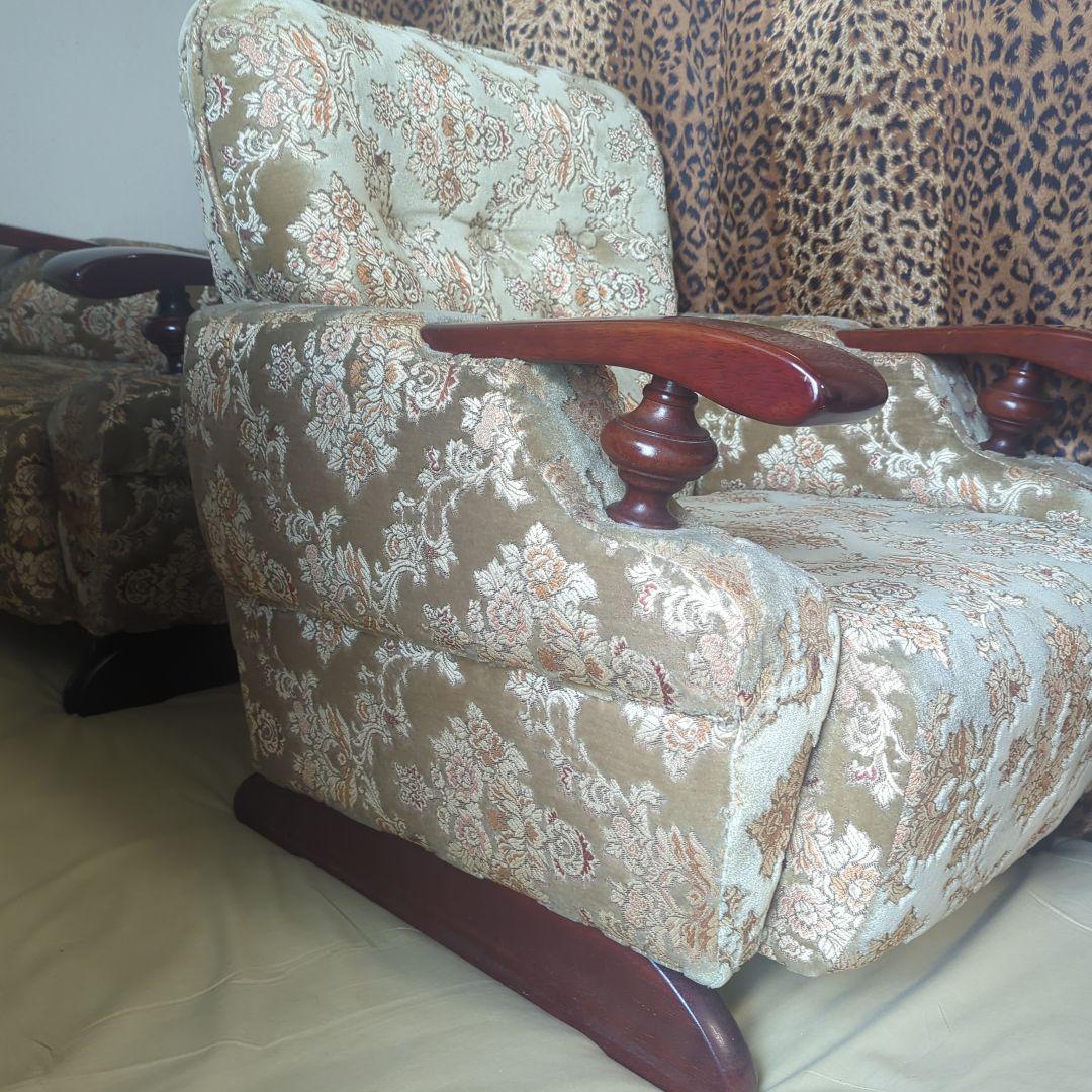 【☆美品☆】【高級シングルソファー】金華山織【※２脚ある内の１脚】①番