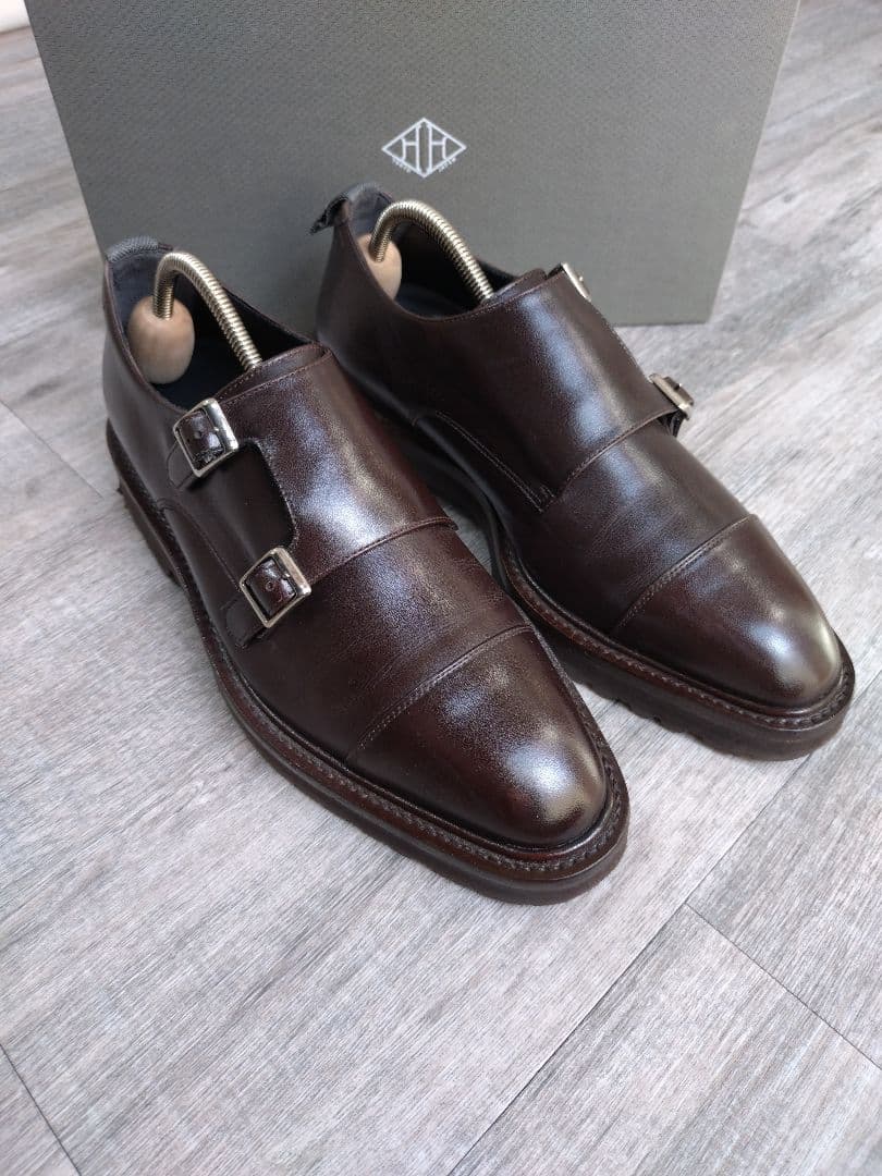 WH ダークブラウン ダブルモンクストラップ サイズ7