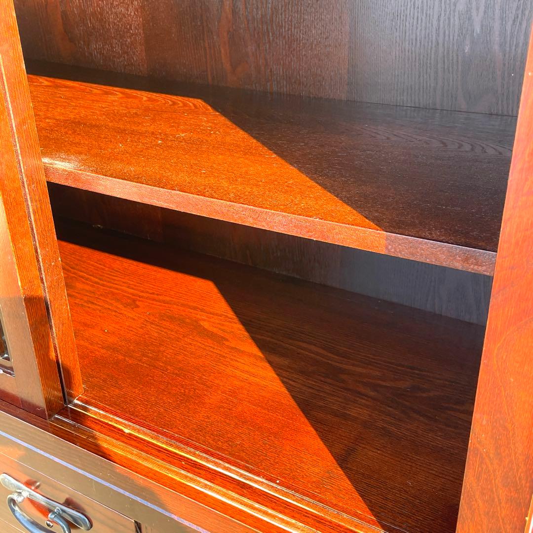 国産品 欅無垢材食器棚 水屋箪笥 ダイニングボード キッチンボード 茶棚 茶箪笥