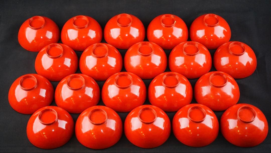 蒔絵　松 鷹紋　朱塗金縁吸物椀　20客　共箱