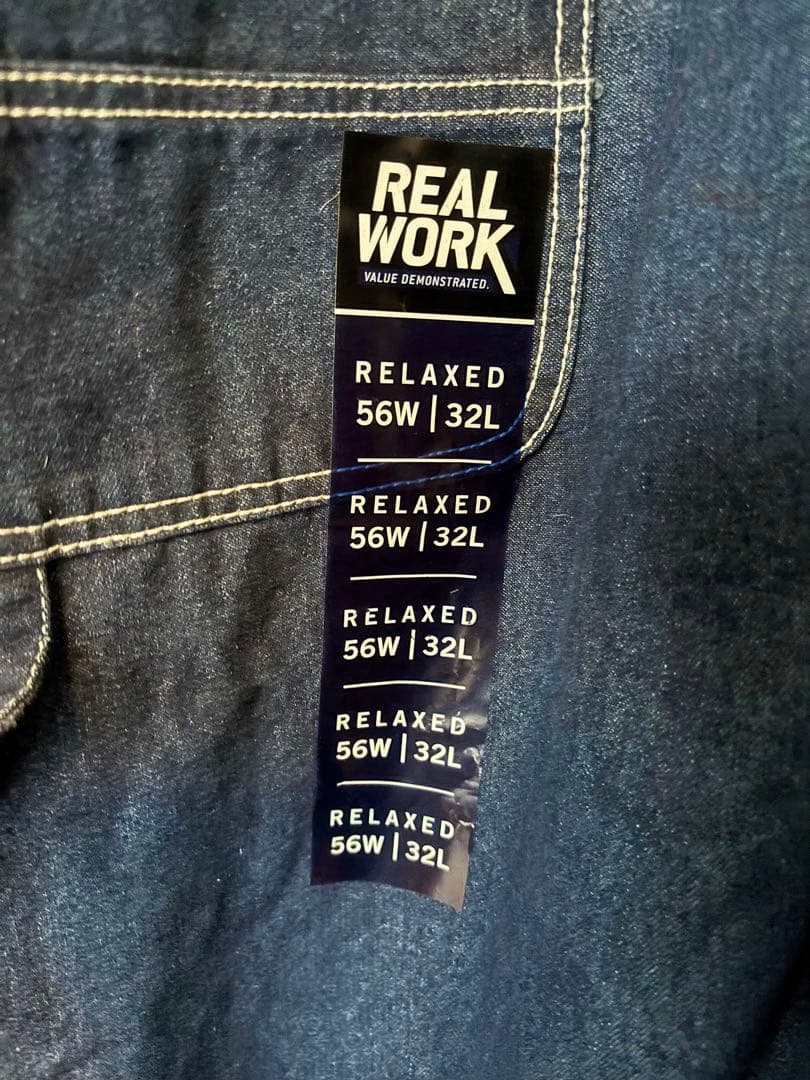 USA古着 REAL WORKS 未使用 オーバーオール w56 ビッグサイズ