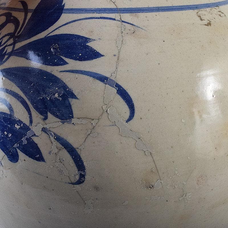 朝鮮美術　李朝　高麗白磁　染付　花文　壺　C　R8023C