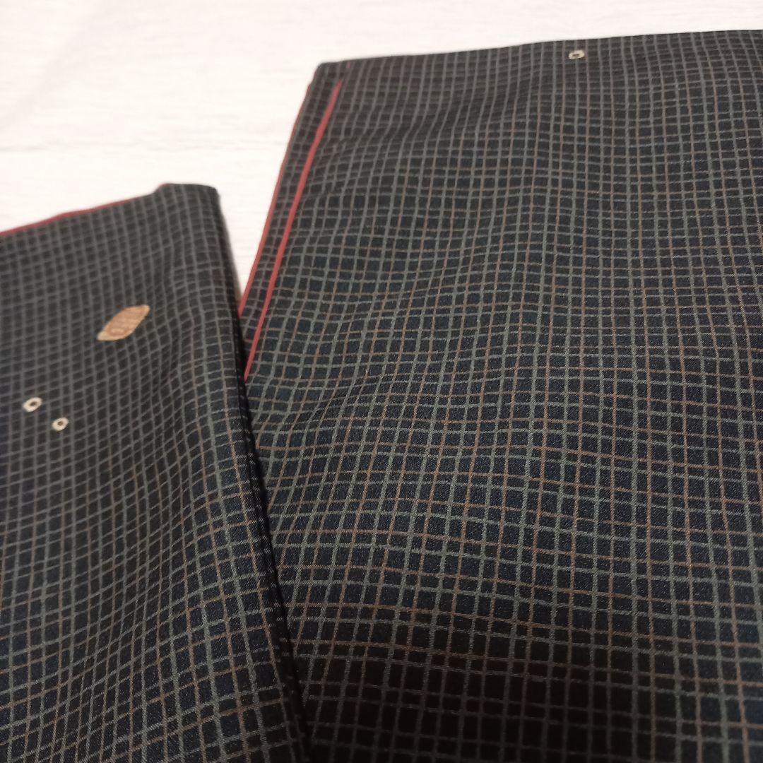 M*様 洗える着物と名古屋帯 セット　格子飛び柄小紋と立涌モダン名古屋帯