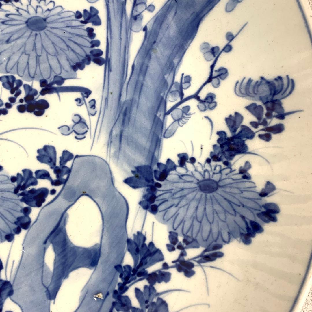 直径41.4cm ! 大皿 飾り皿 時代物 花 蝶々 アンティーク 昭和レトロ④