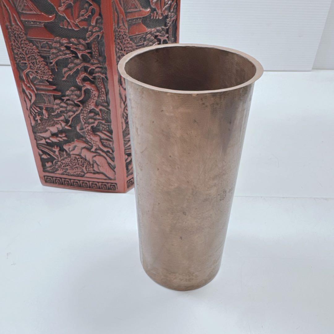 k2121 仙台堆朱　花瓶 フラワーベース　花入