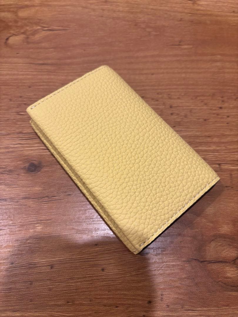 ボナベンチュラ　イエロー レザー 名刺入れ 二つ折り