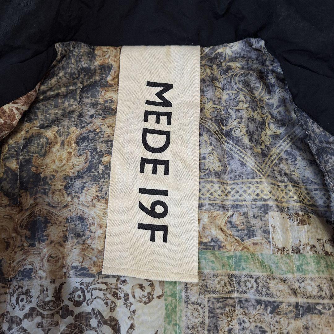 【極美品】メデジュウキュウ　リラックスモッズコート　 スカーフ柄裏地　黒　3