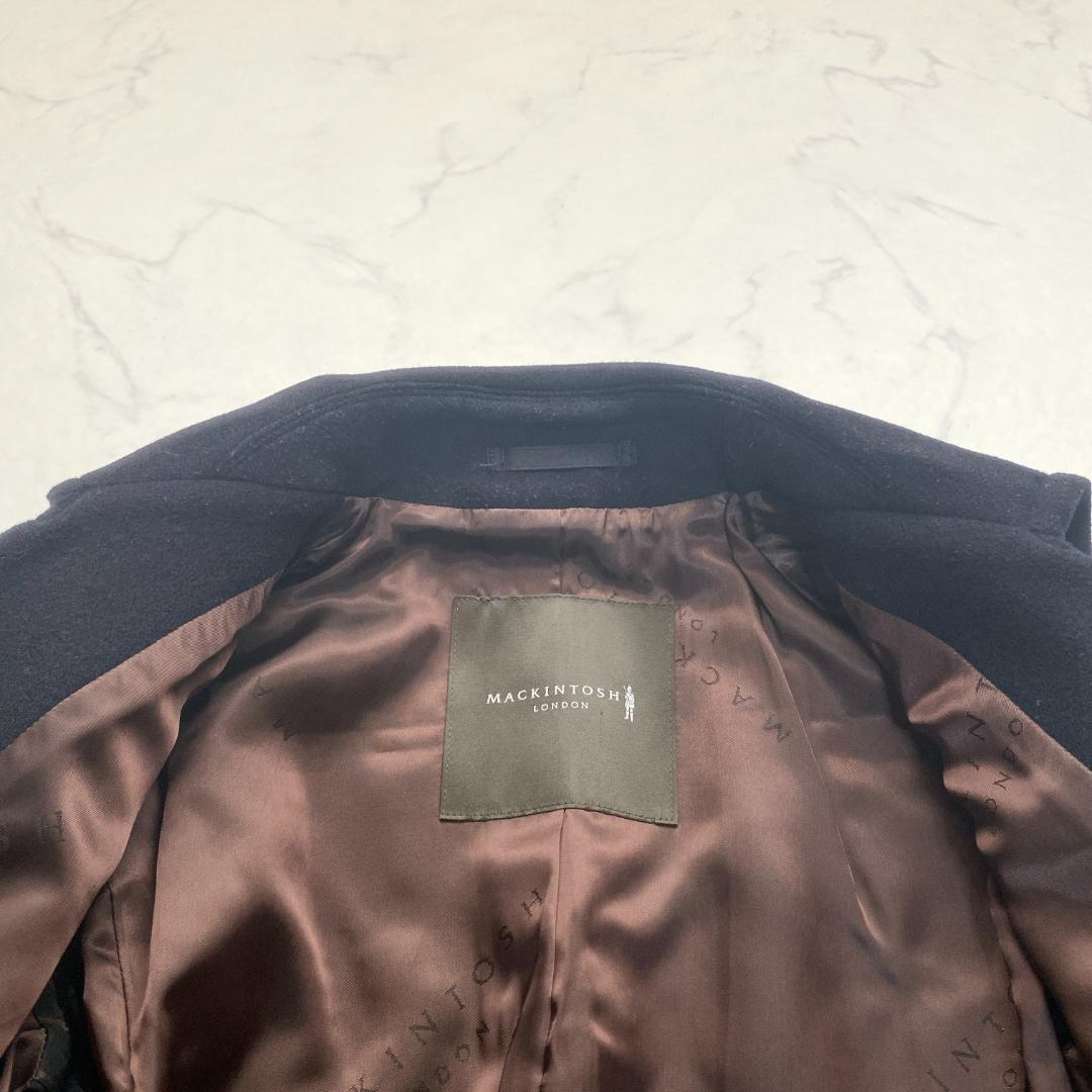マッキントッシュロンドン カシミヤ混 ピーコート ダブル ネイビー 38