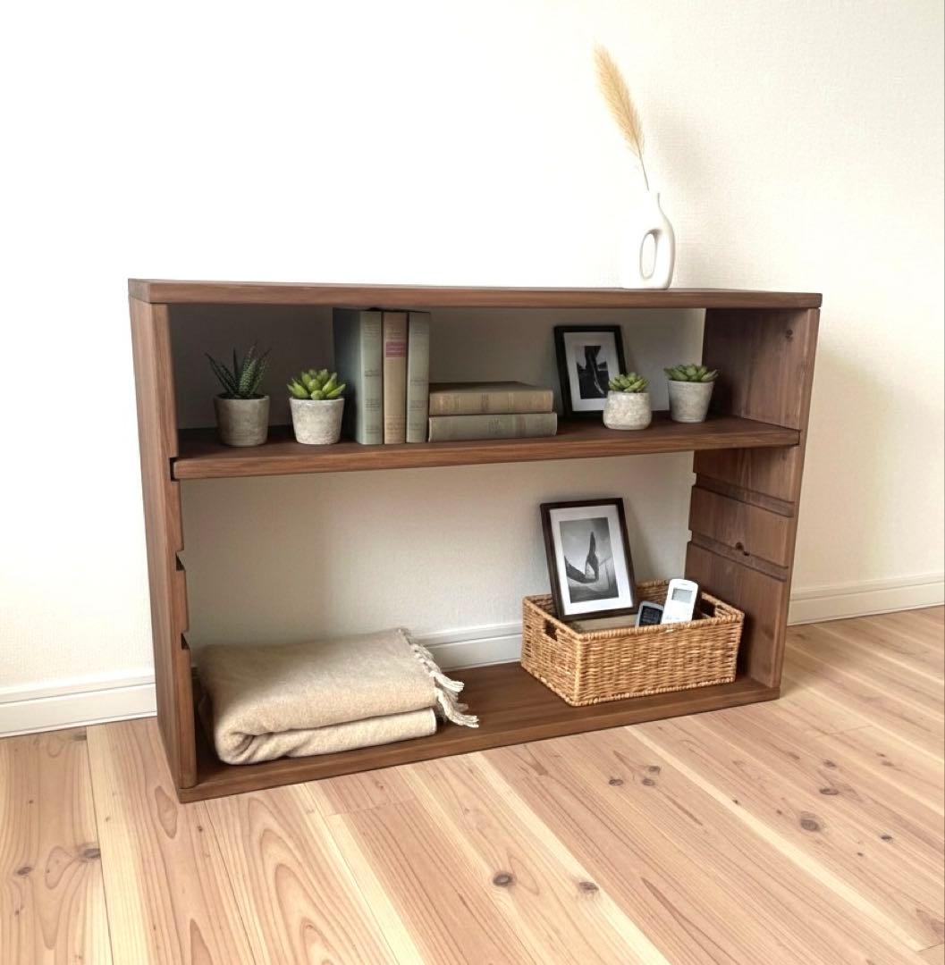 限定価格　オープンシェルフ　溝切り3段　収納　飾り棚　ウォルナット