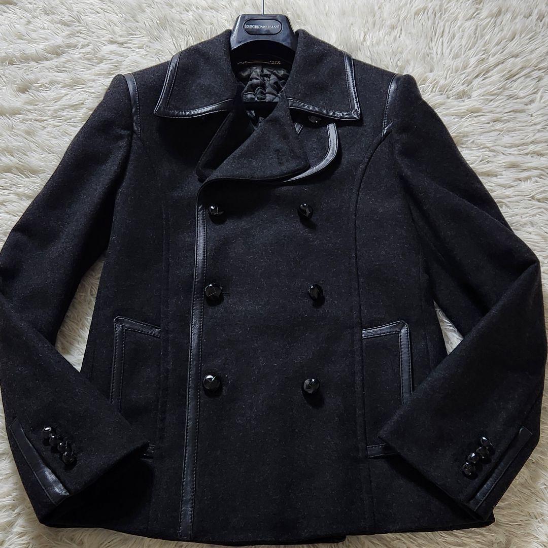 極美品✨ドルチェ&ガッバーナ ピーコート カシミヤ レザー DGエンボス