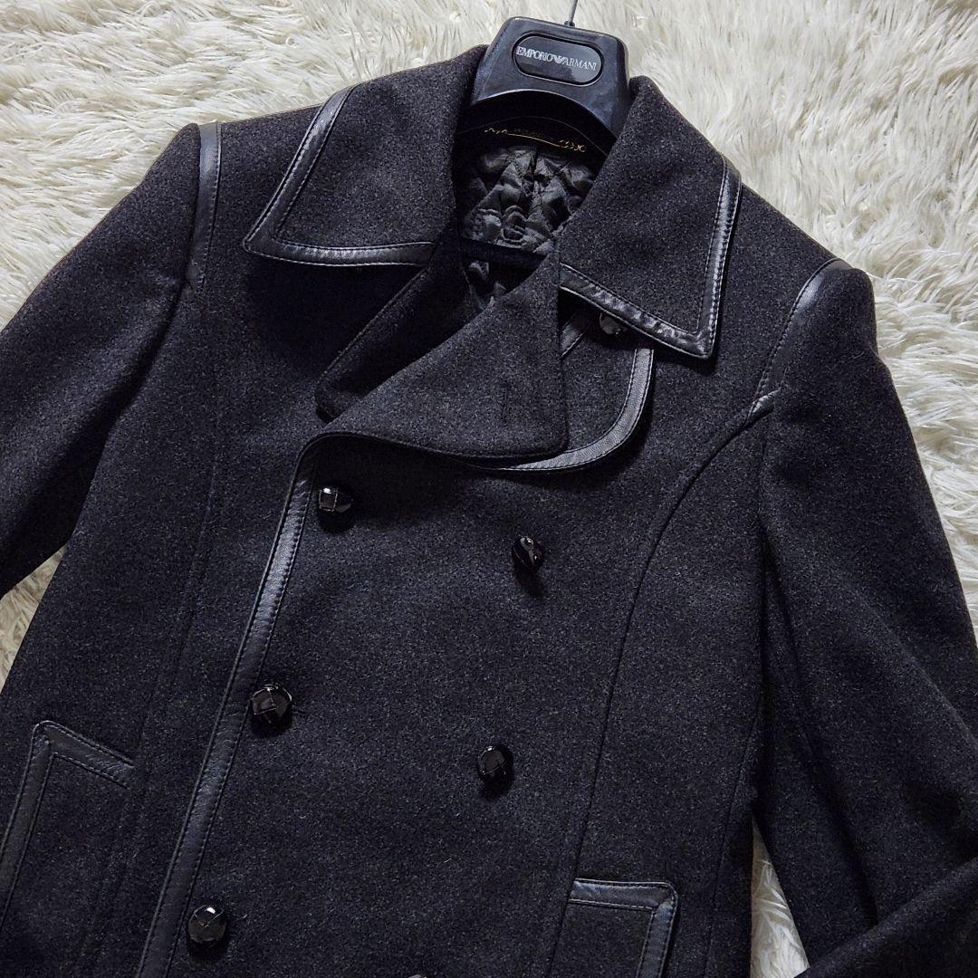 極美品✨ドルチェ&ガッバーナ ピーコート カシミヤ レザー DGエンボス