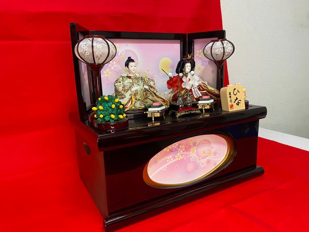 雛人形　親王飾り収納セット・頭　元光　作・間口約４５×奥行約２７×高さ約４０㎝
