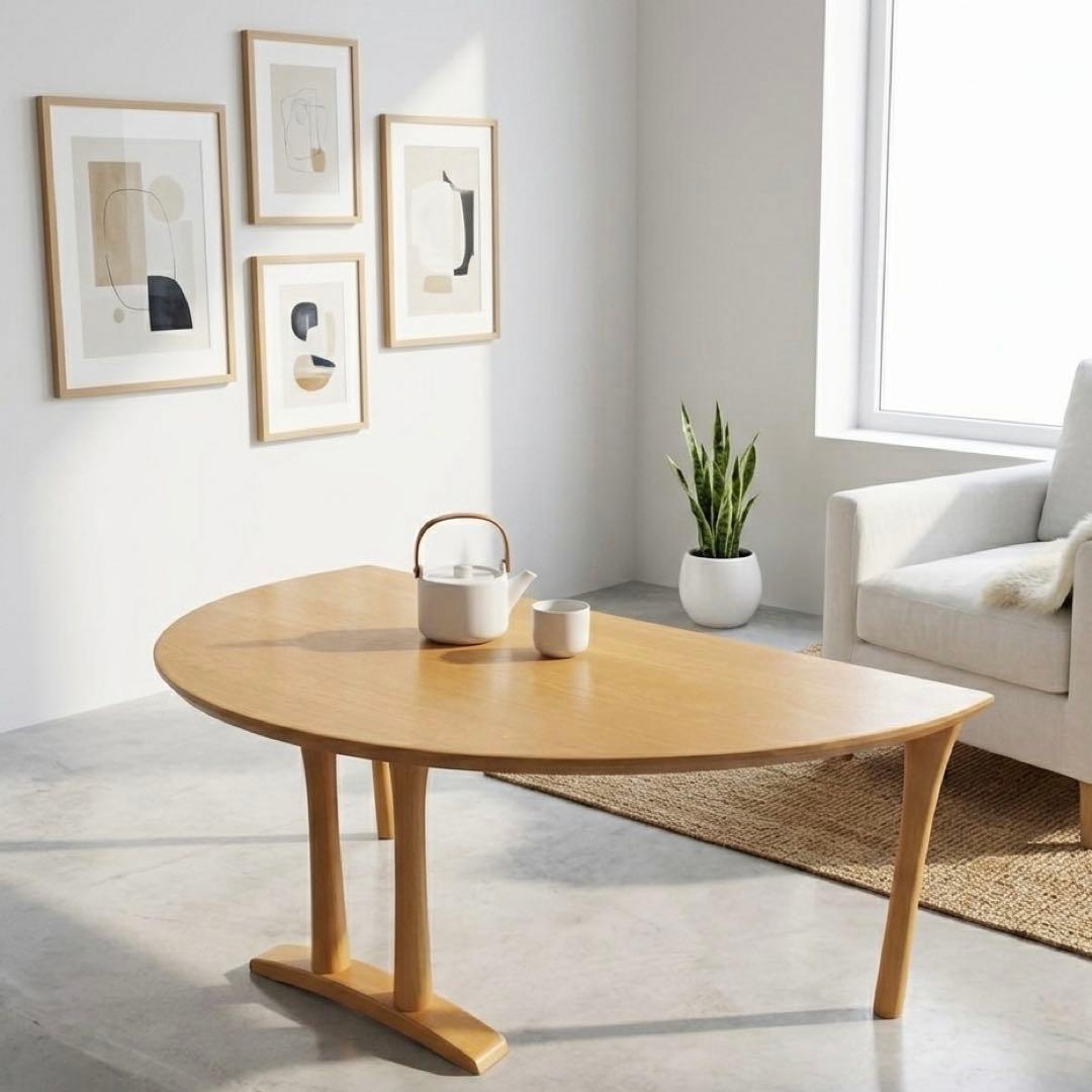 HR589 【希少デザイン】Karimoku ダイニングテーブル やや半円