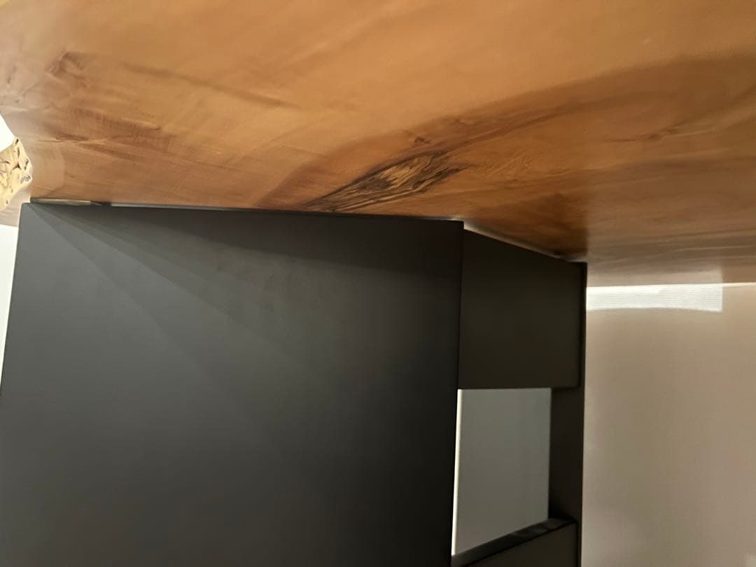 大塚家具 栃 一枚板 テーブル 幅1655ｘ奥755-820ｘ厚45mm 足は別