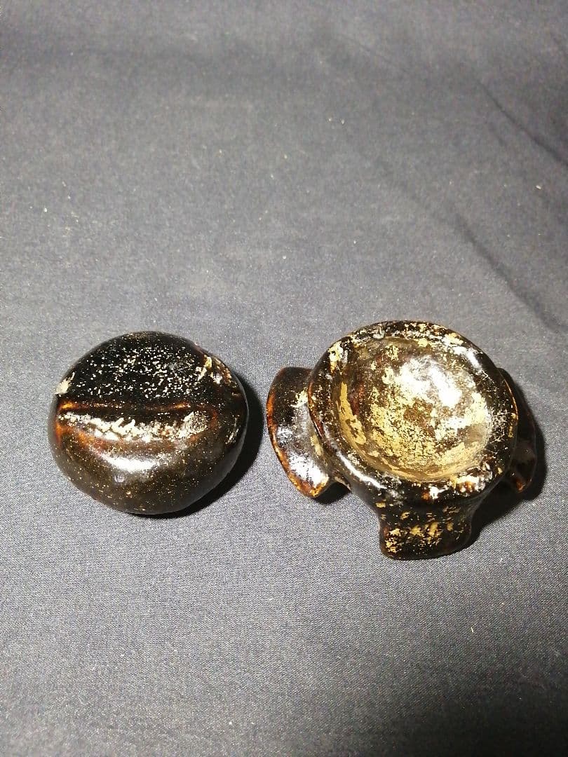 【茶道具】楽家四代一入作　雀香合　十二代弘入識箱　香合194