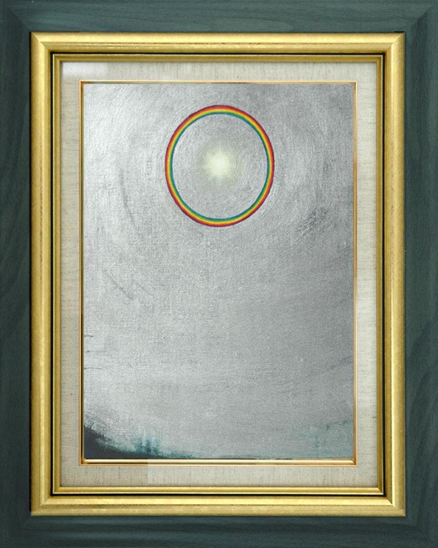 油絵 菅家令子 絵 絵画インテリア額付(薄青緑) F3-S72023 風景祈希望