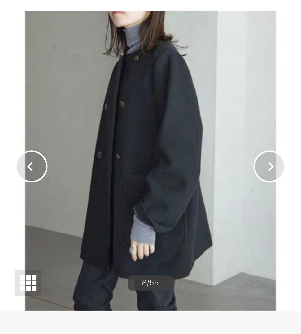 SLOBE IENA スイビダブルクロスノーカラーダブル前コート ブ