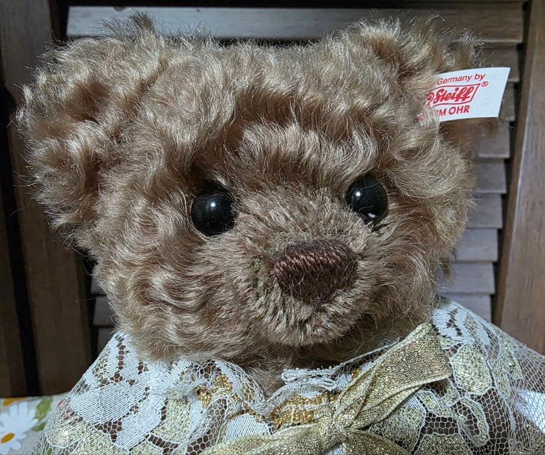 Steiff シュタイフ　ぬいぐるみ マロン　茶色 レース付き