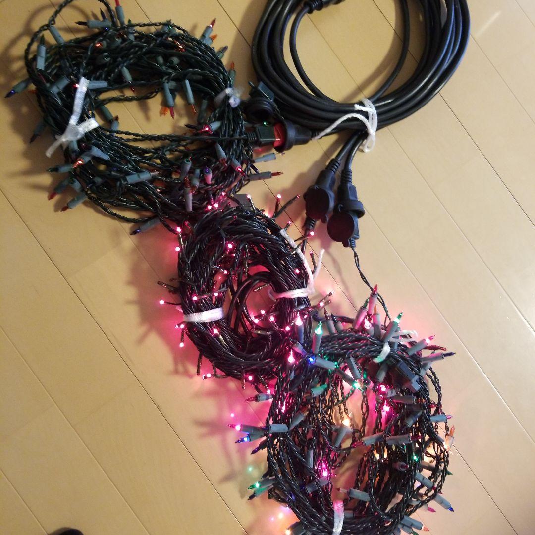 LEDクリスマスライト 赤緑青白　延長コード&タイマー付