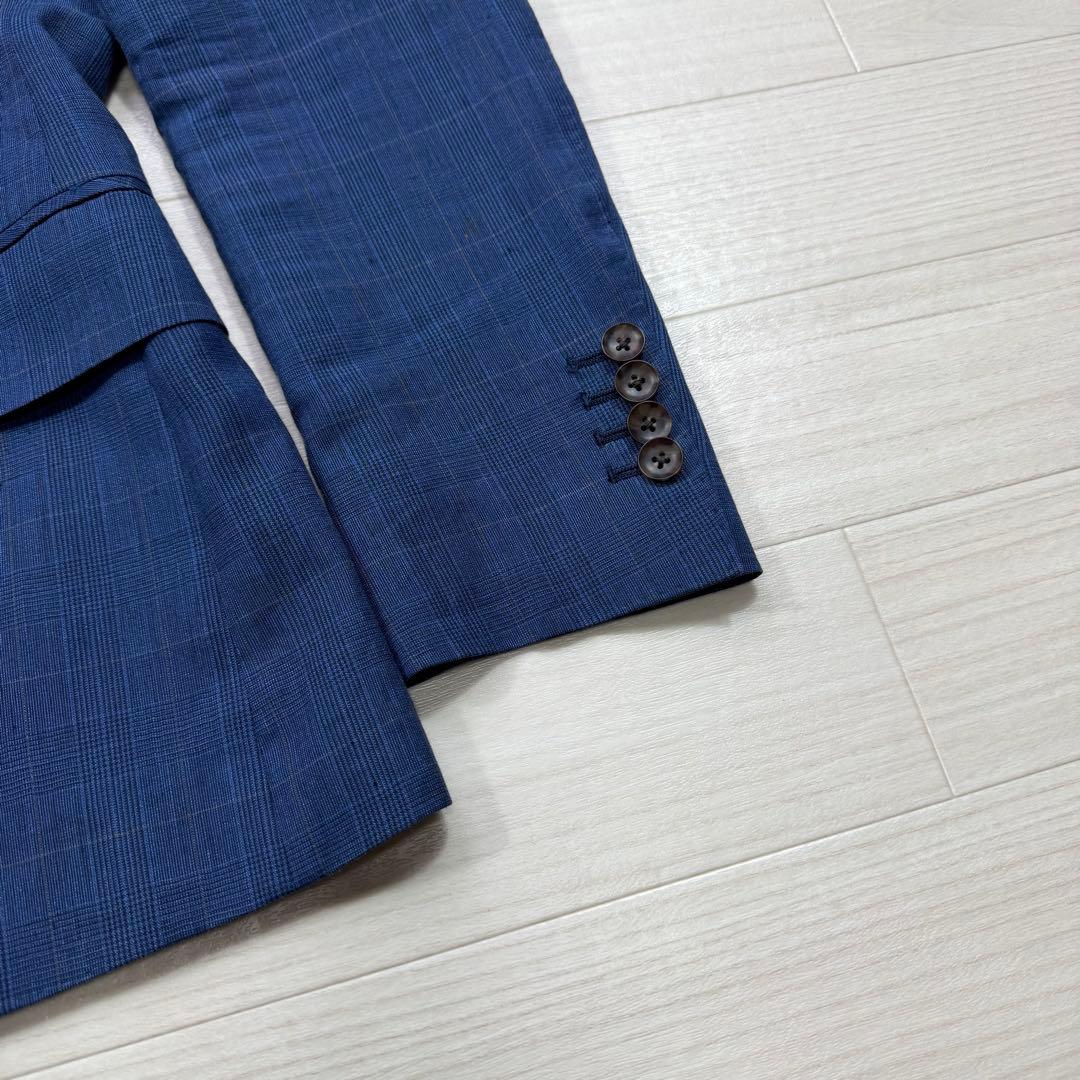 スーツセレクト グアベロ ウィンドーチェック 段返り 本切羽 リネン シルク混