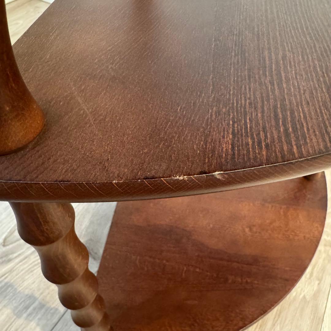 【アンティーク】昭和レトロ 木製 扇形 3段 コーナーラック コンソールテーブル