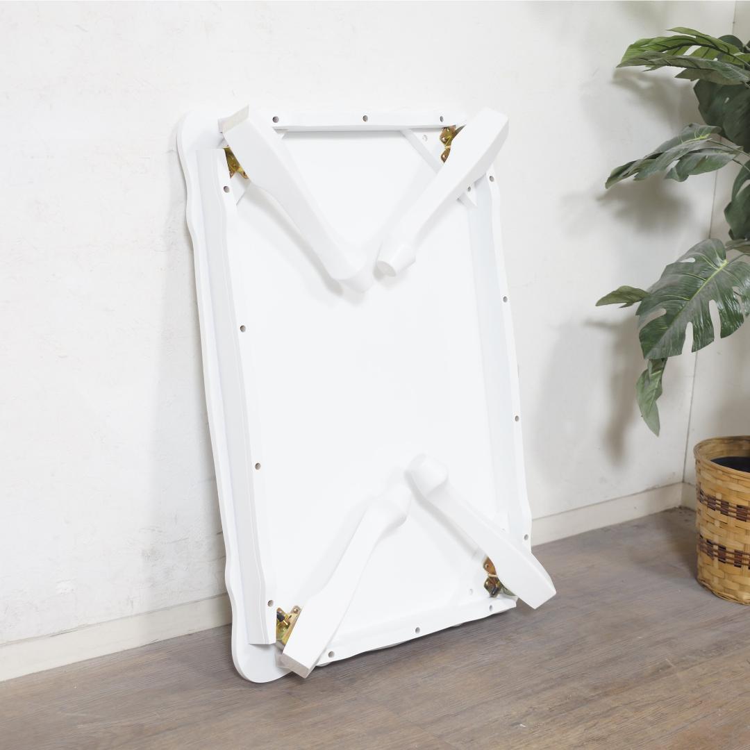 フォロー割【新品】猫脚 アンティーク調 折りたたみ テーブル ホワイト