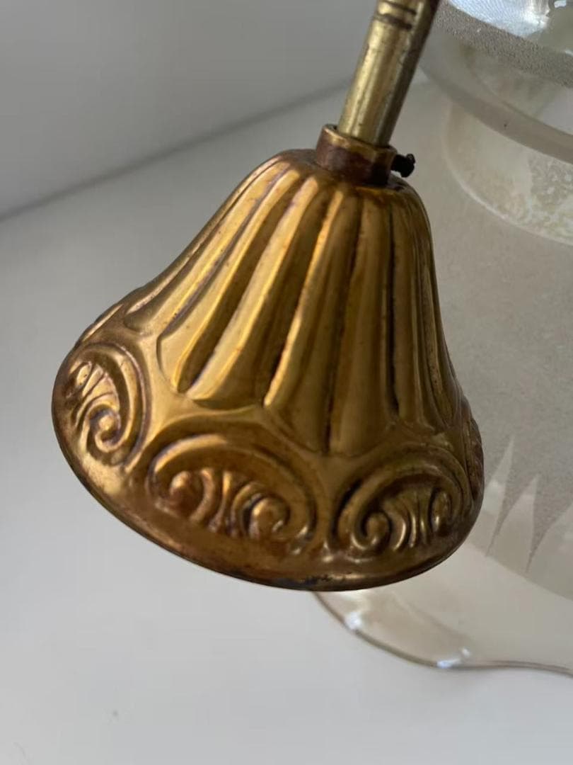 【希少/ヴィンテージ】天使の装飾 ペンダントライト フリルガラス エッチング加工