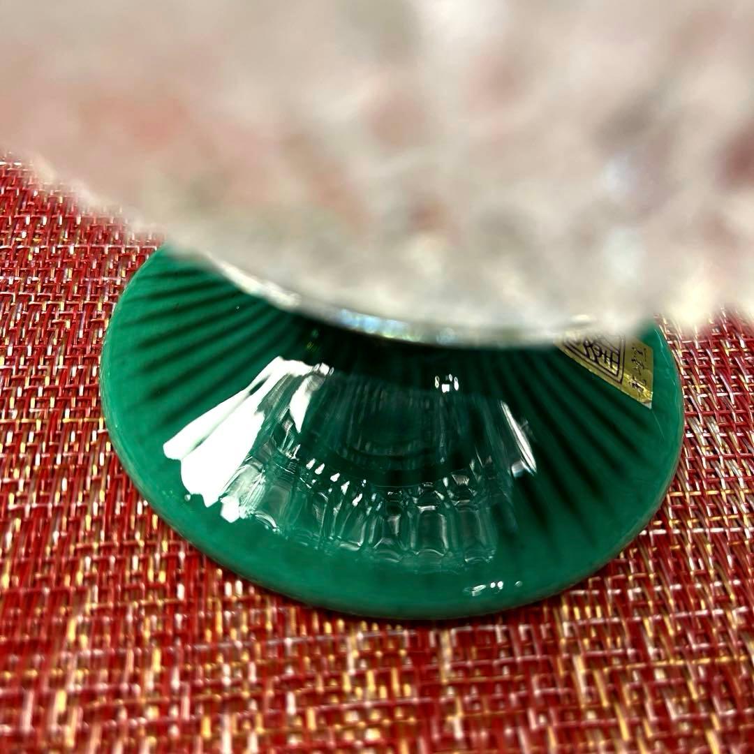 ー美濃焼ー 【未使用】 龍峰窯 緑交趾 花風流 つみき 祥瑞ガラスデザート鉢揃