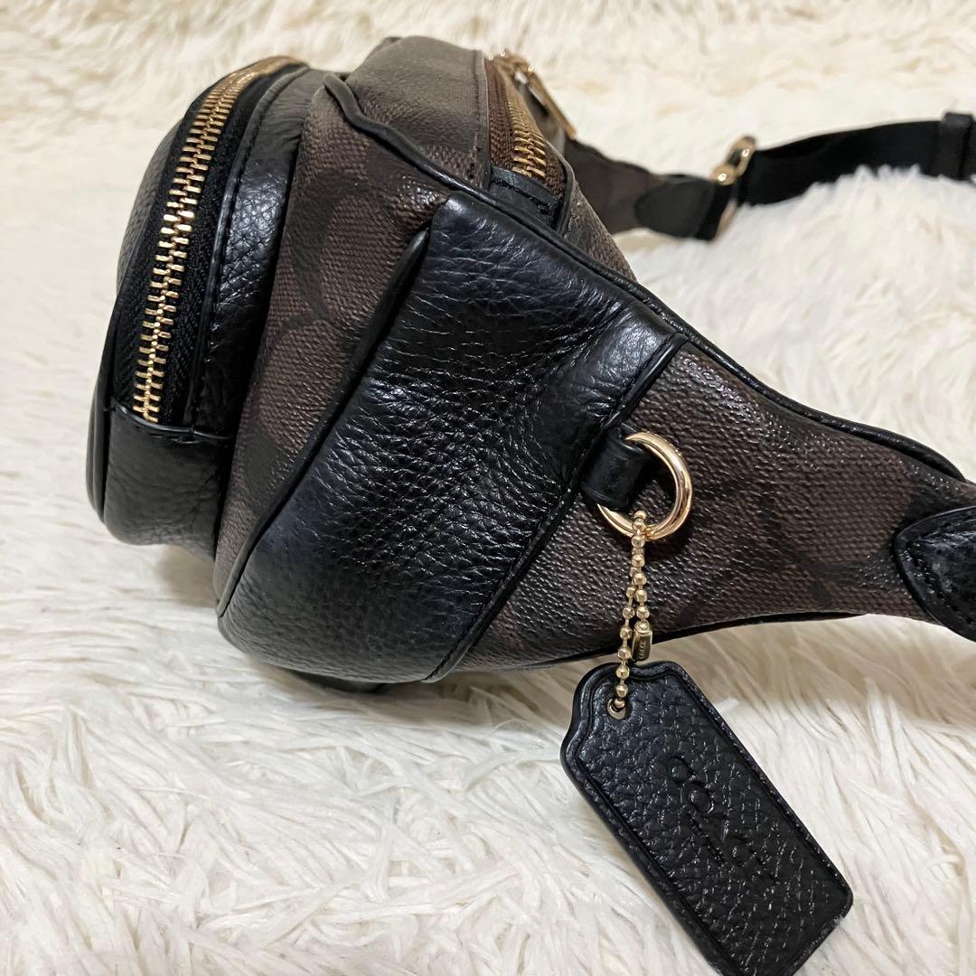 COACH＊ ウエストバッグ レザー シグネチャーブラウン