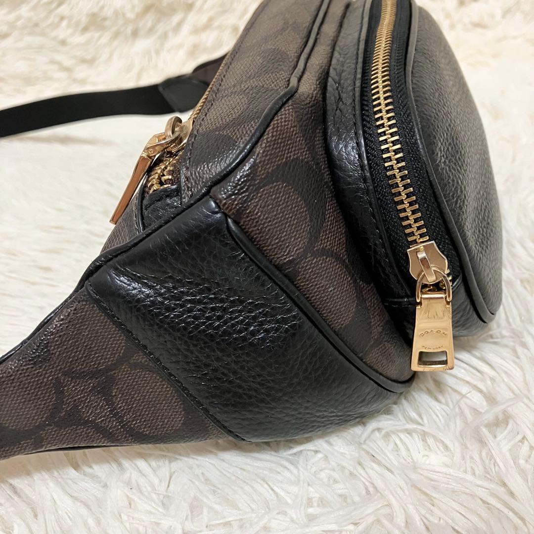 COACH＊ ウエストバッグ レザー シグネチャーブラウン