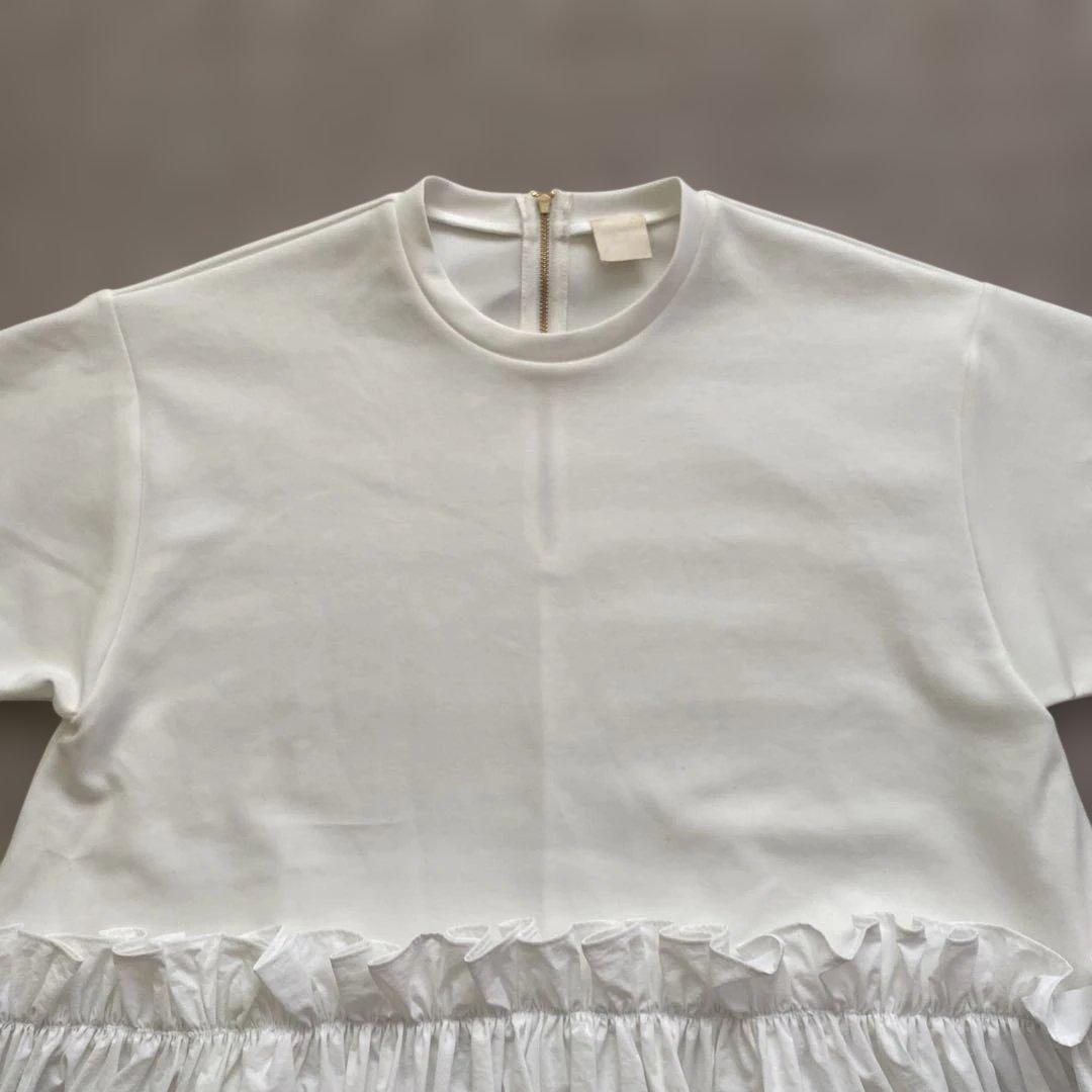 THREE SQUARE ペプラムコンビハーフスリーブプルオーバー