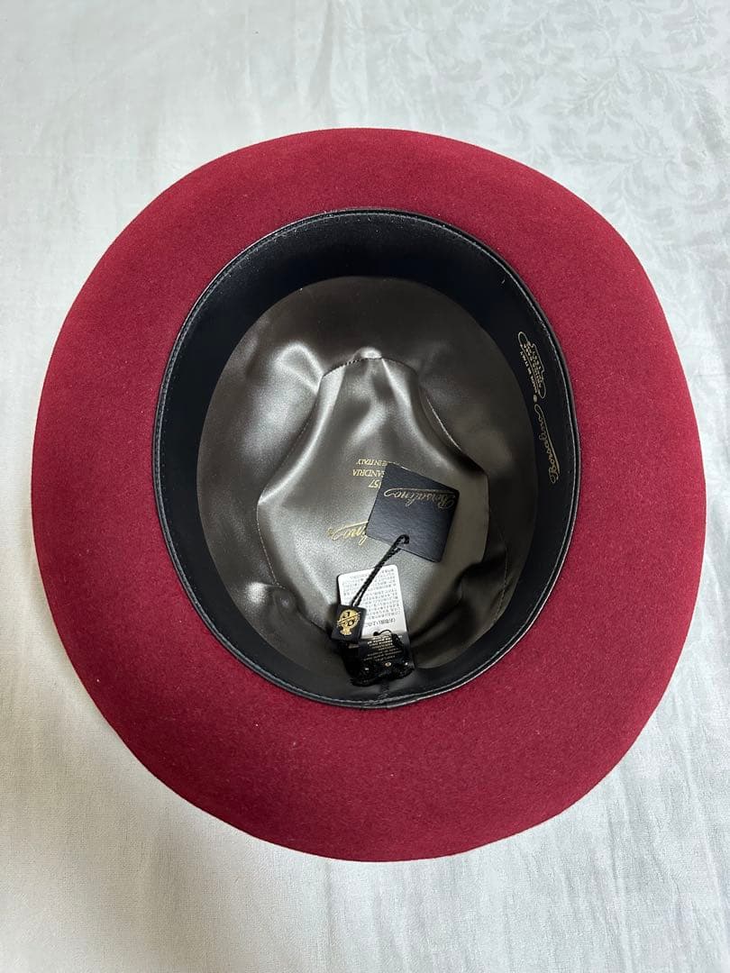 新品未使用　ボルサリーノ　ハット　ボルドー　タグ付き　Borsalino