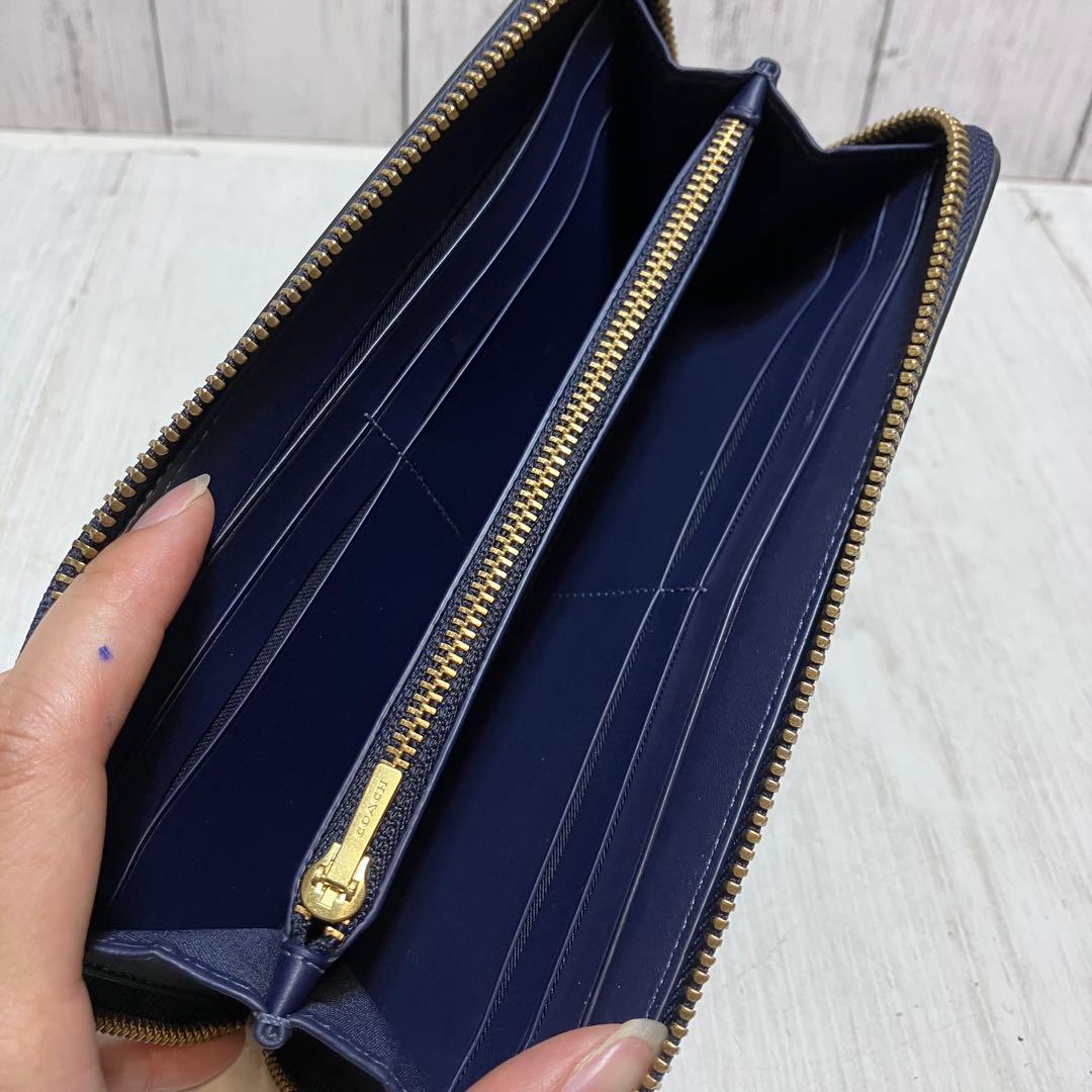 美品⭐️COACH コーチ　長財布　ネイビー　スリムウォレット　CS032