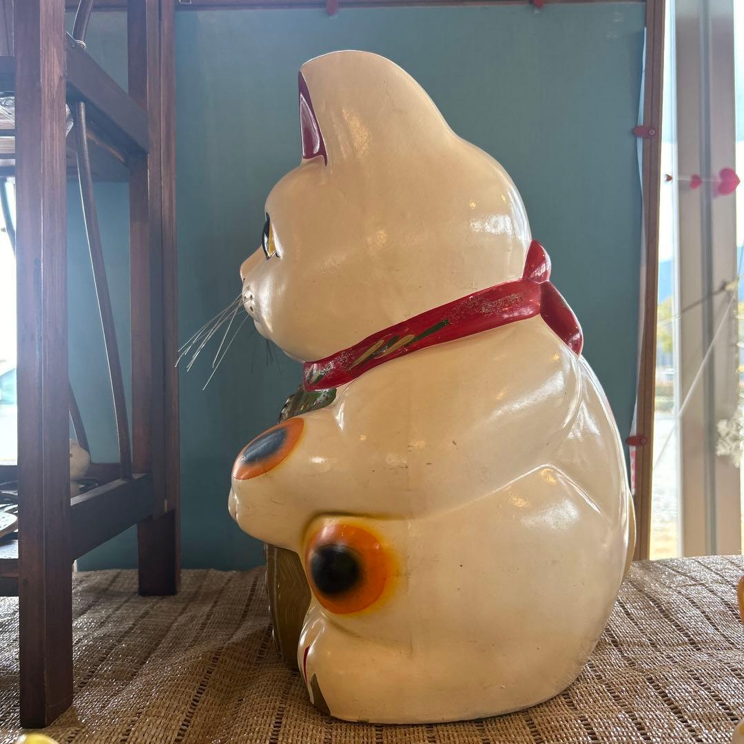 骨董／招き猫／貯金箱／希少／アンティーク／ヴィンテージ　右手