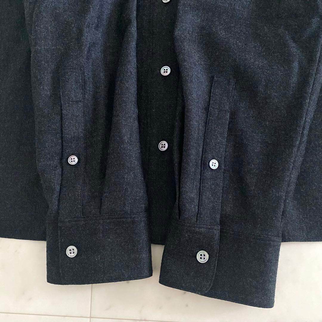 極美品 セオリー フランネルウールシャツ オーバーサイズ チャコール ゆったり