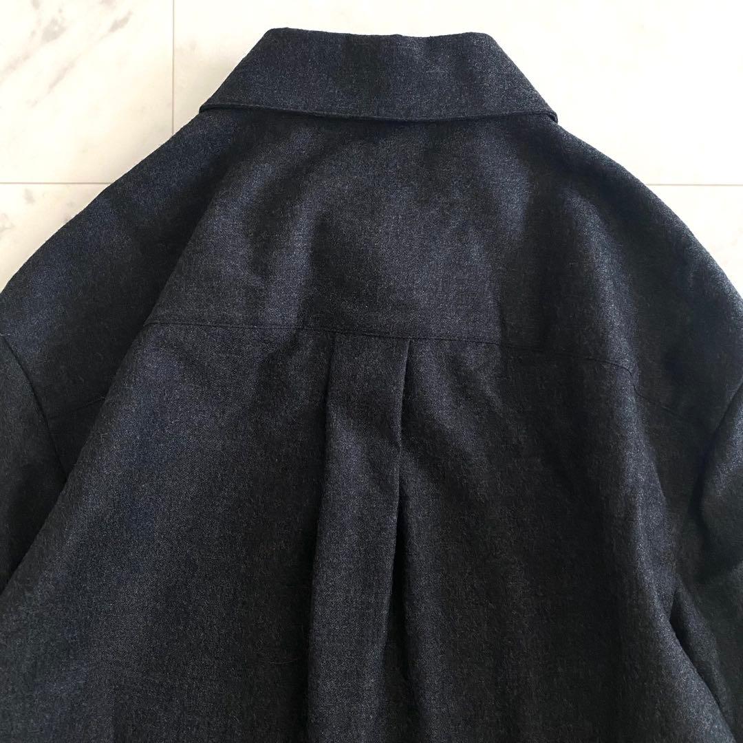 極美品 セオリー フランネルウールシャツ オーバーサイズ チャコール ゆったり