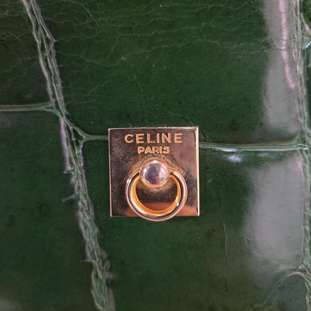 CELINE クラッチバック型押し レザー ヴィンテージ ロゴ 金具